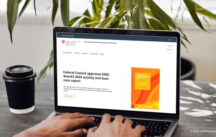 Laptop screen displaying a page with the new web layout of the ENSI Council